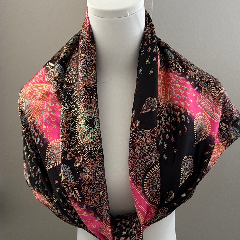 Valentine Chic Paisley Print Black and Pink Scarf Made in Egypt